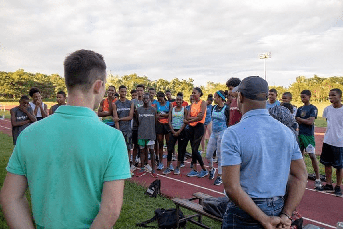 <b>Intervention’s Preselection Session of Athletes with Guest Researcher and Head Coach.</b> Track and Field Sports Complex Isaac Ogando, Bayaguana, Monte Plata, Dominican Republic. September 2023.